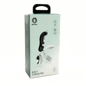 ست قاشق و چنگال مسافرتی گرین لیون مدل Green lion4in1 cutlery set